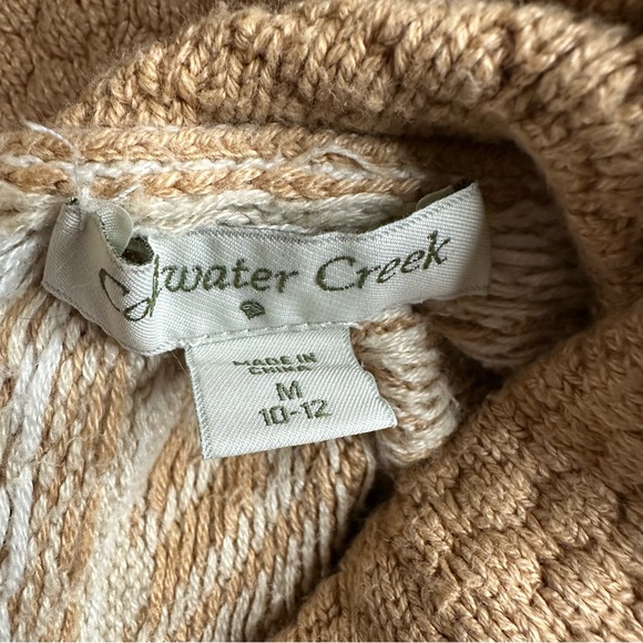 Coldwater Creek tan and white knitted Fair Isle cowl neck sweater Size M - Picture 10 of 12